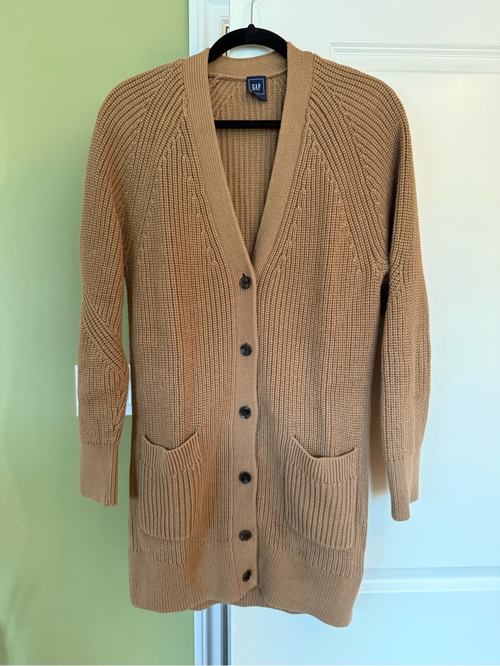 GAP 100% Cotton Chunky Knit Long Cardigan Tan M